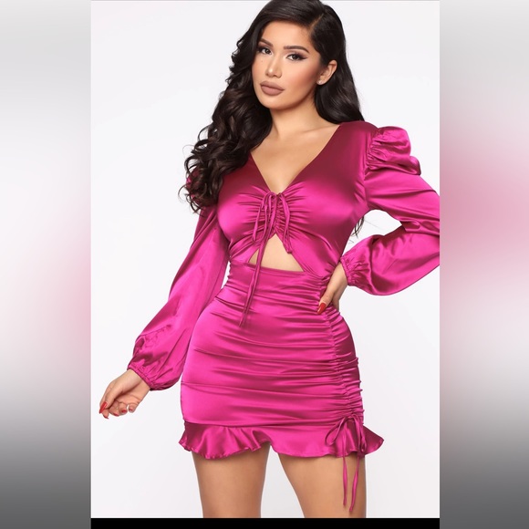 Fashion Nova Dresses & Skirts - Fashions nova satin dress magenta